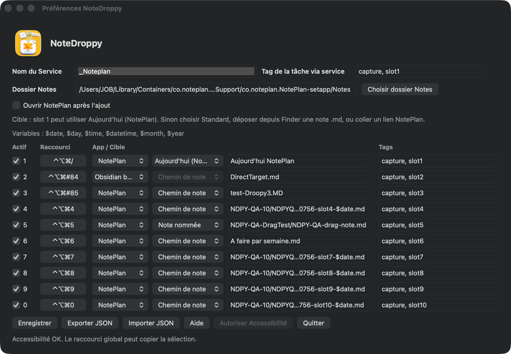 NoteDroppy V2 planned preferences